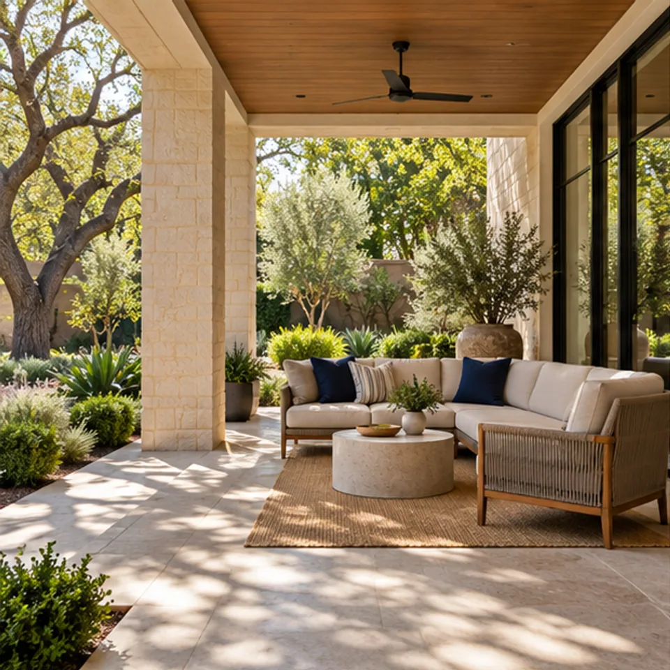 Conceptual architectural image: shaded covered porch.