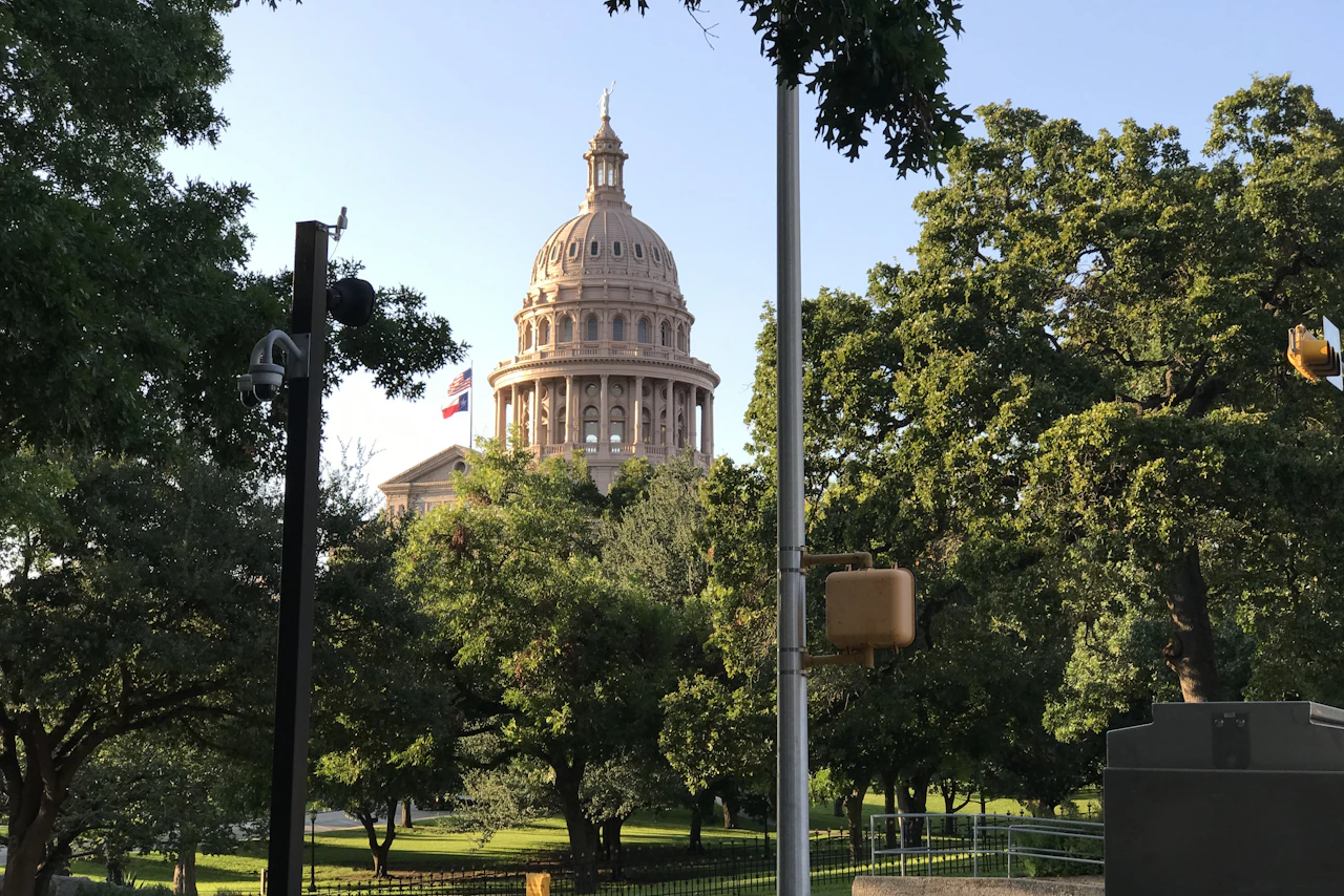 Texas State Capitol seen from downtown Austin.