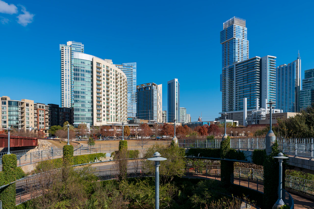 Austin skyline from the Town Lake Trail.
